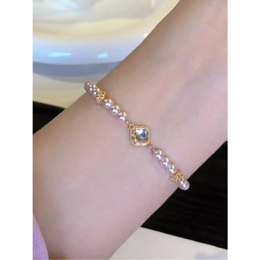 Pearl Clover Charm Bracelet Gold / One Size Apparel and Accessories