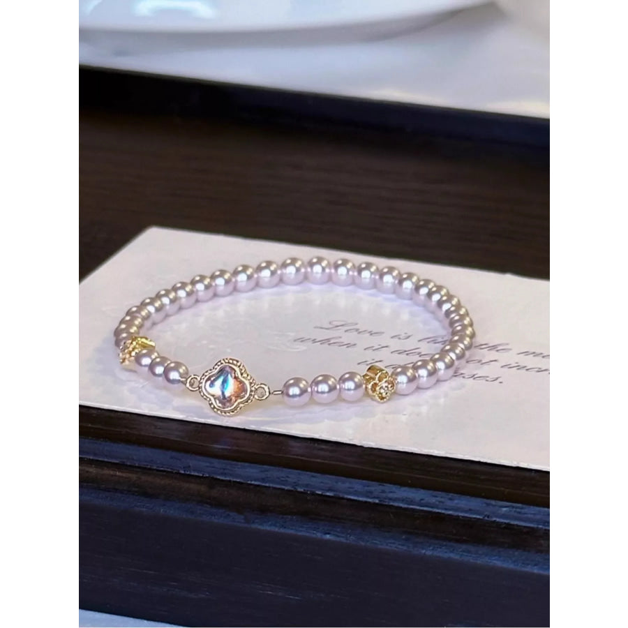 Pearl Clover Charm Bracelet Gold / One Size Apparel and Accessories