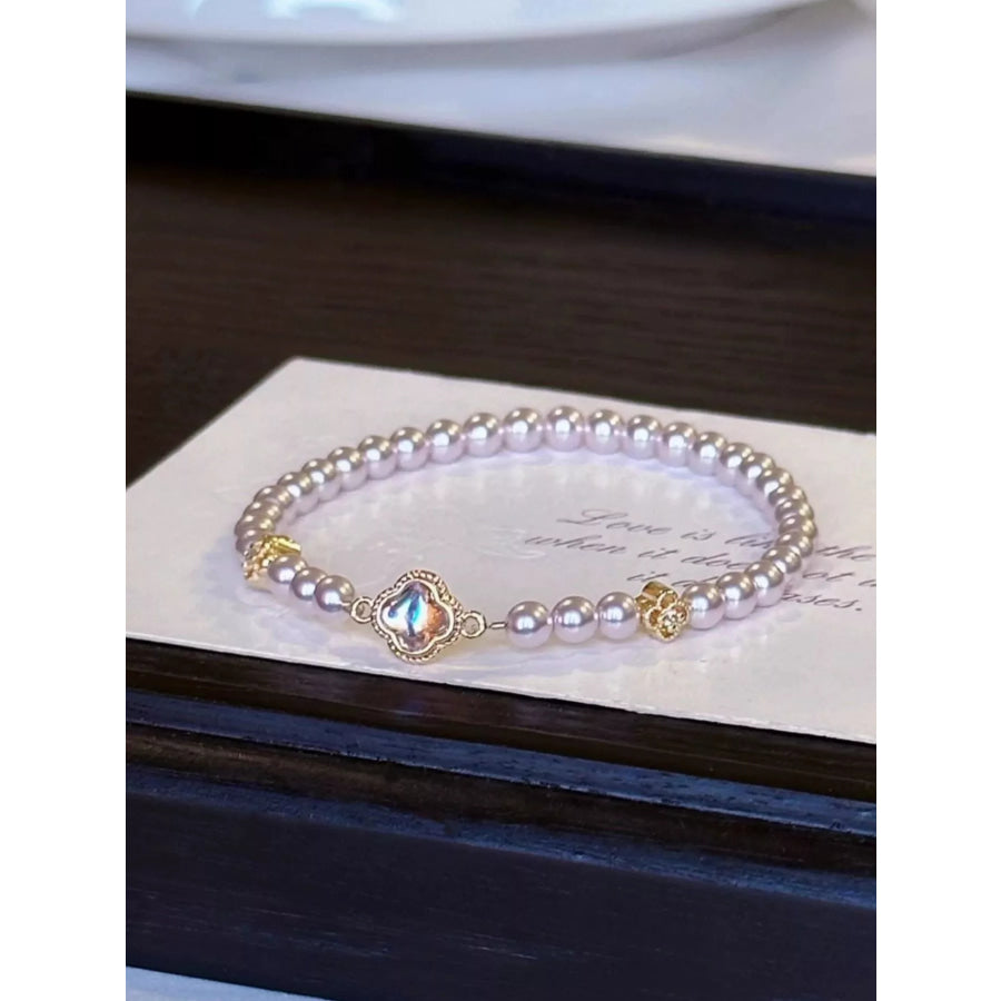 Pearl Clover Charm Bracelet Gold / One Size Apparel and Accessories