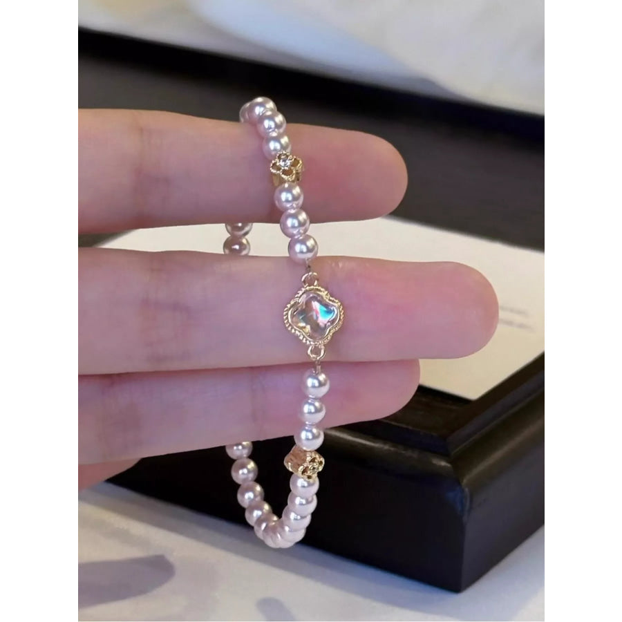 Pearl Clover Charm Bracelet Gold / One Size Apparel and Accessories