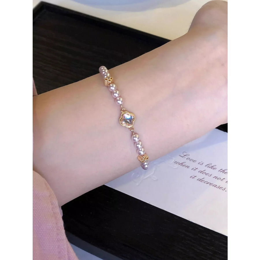 Pearl Clover Charm Bracelet Gold / One Size Apparel and Accessories
