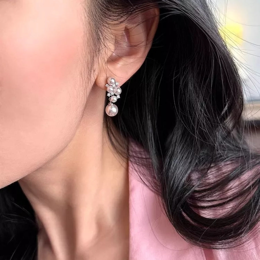 Pearl Cluster Earrings Silver / One Size Apparel and Accessories