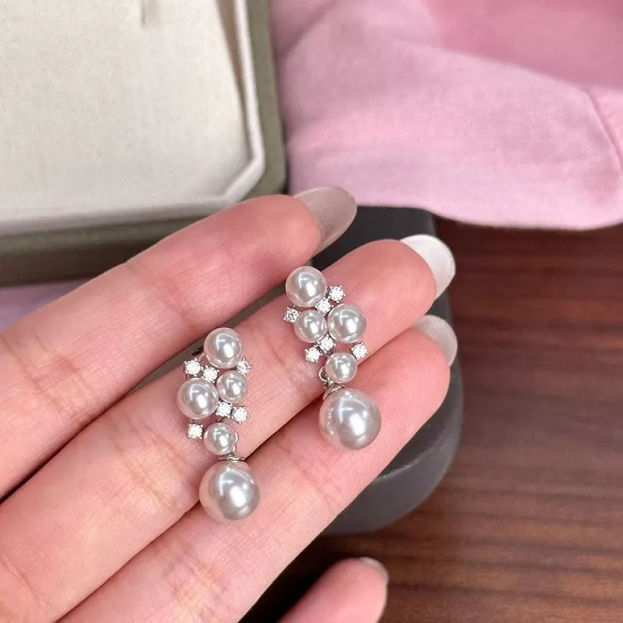 Pearl Cluster Earrings Silver / One Size Apparel and Accessories