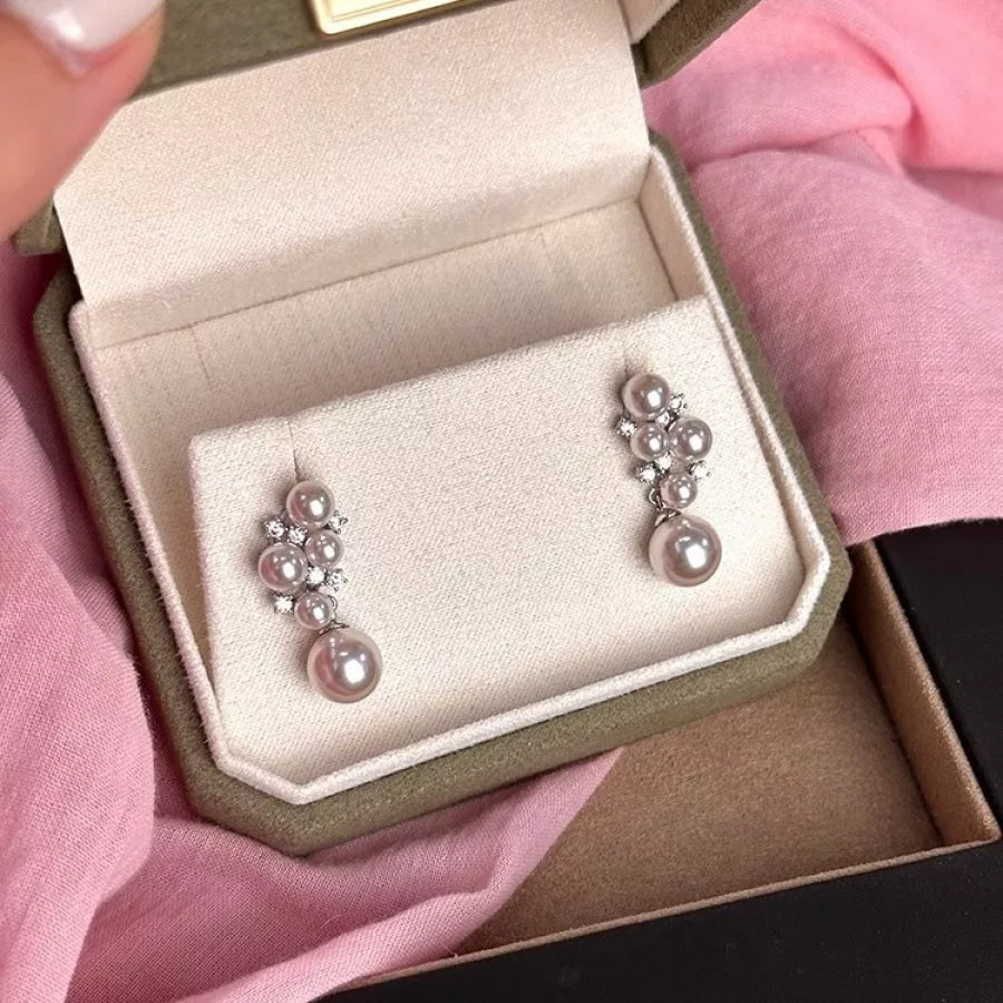 Pearl Cluster Earrings Silver / One Size Apparel and Accessories