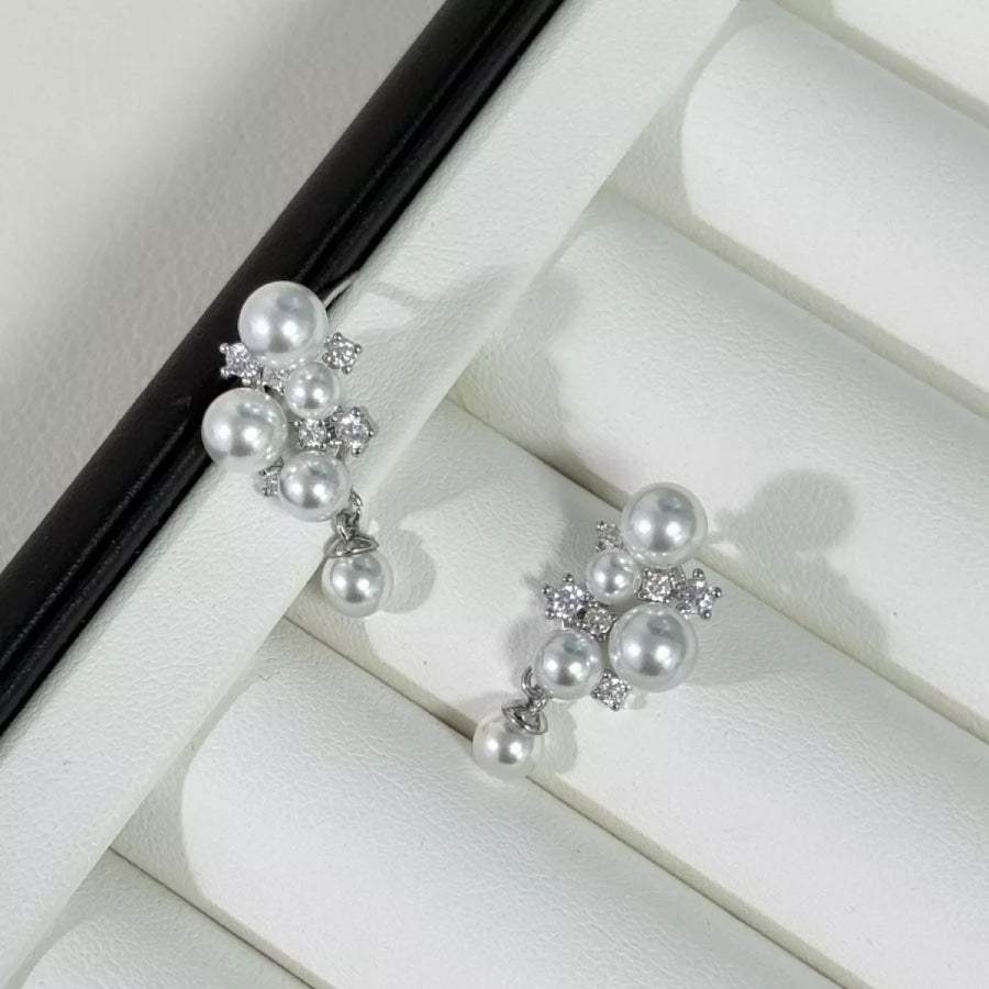 Pearl Cluster Earrings White / One Size Apparel and Accessories