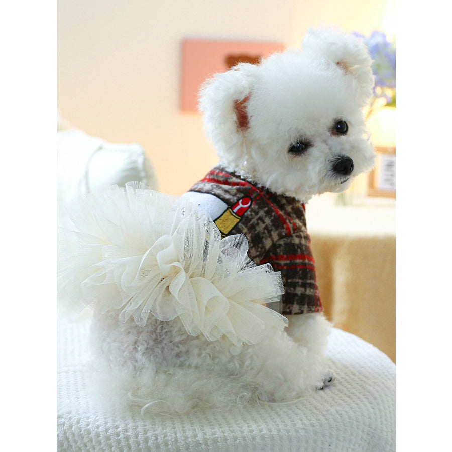 Pearl Collar Pet Dress Red/Brown / XS Apparel and Accessories