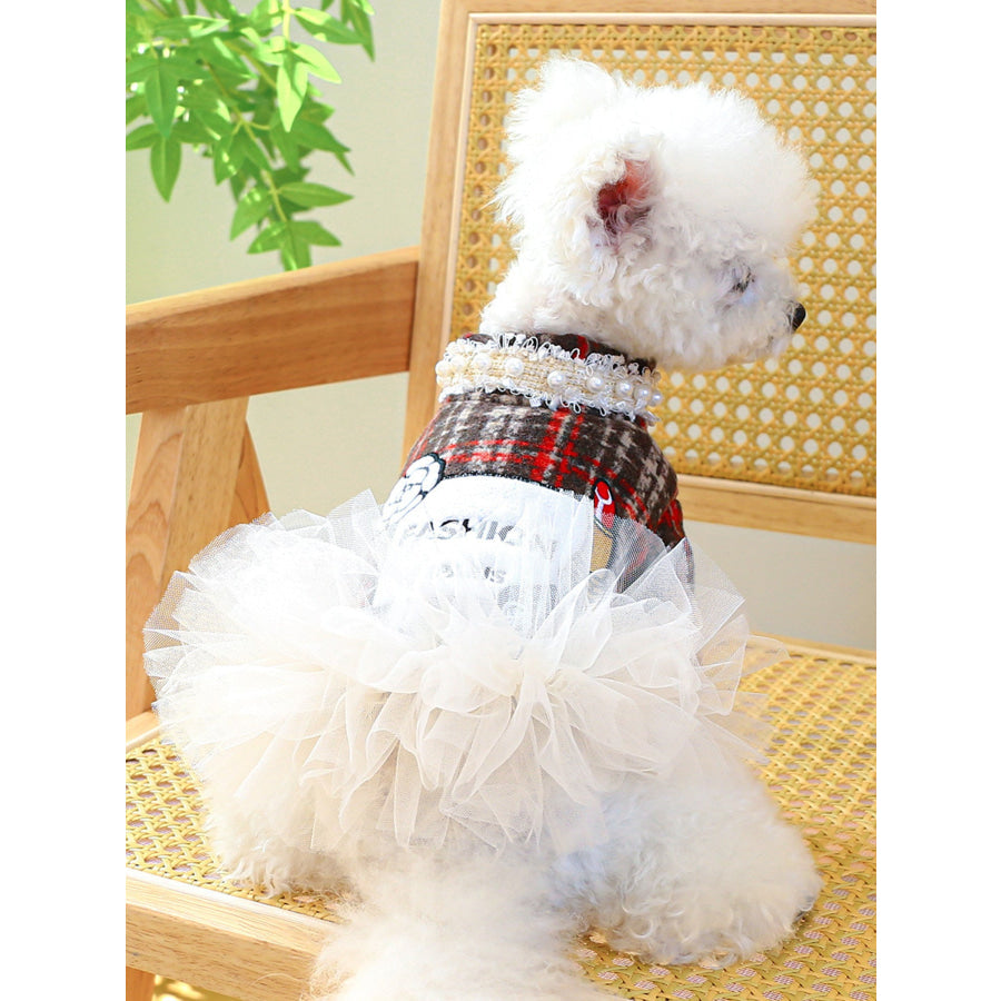 Pearl Collar Pet Dress Red/Brown / XS Apparel and Accessories