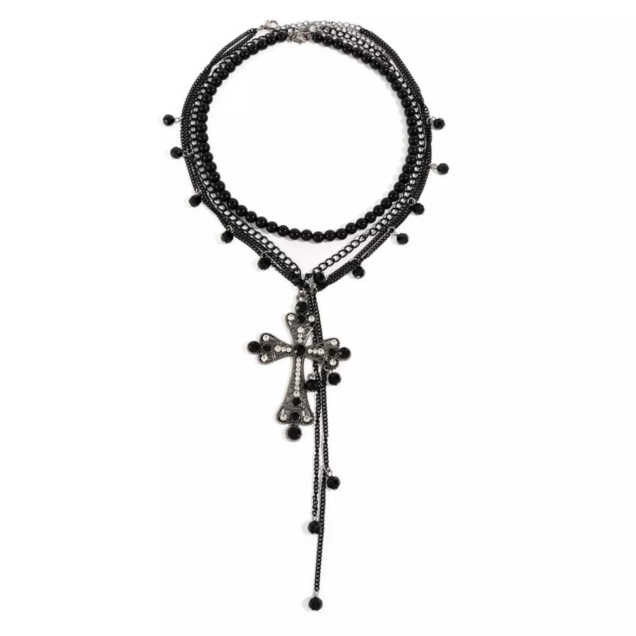 Pearl Cross Pendant Necklace 3 Piece Set Apparel and Accessories