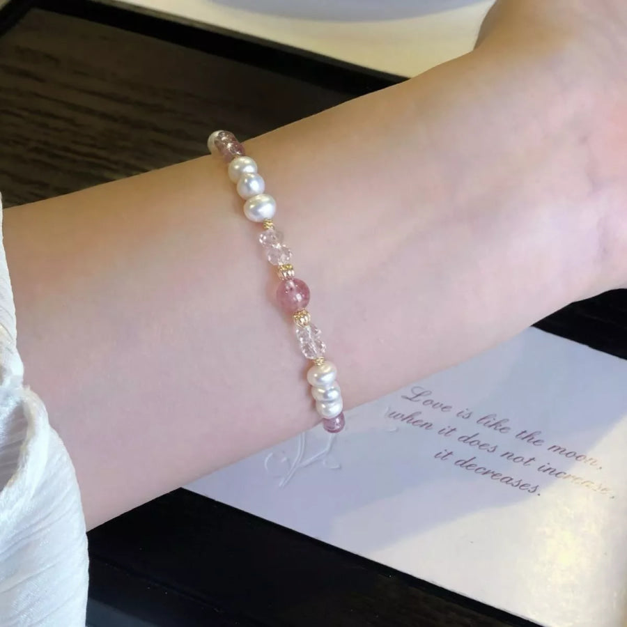 Pearl & Crystal Beaded Bracelet White / One Size Apparel and Accessories