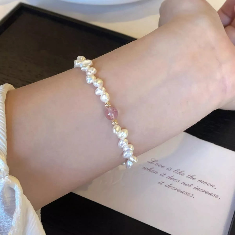 Pearl & Crystal Bracelet Blush Pink / One Size Apparel and Accessories