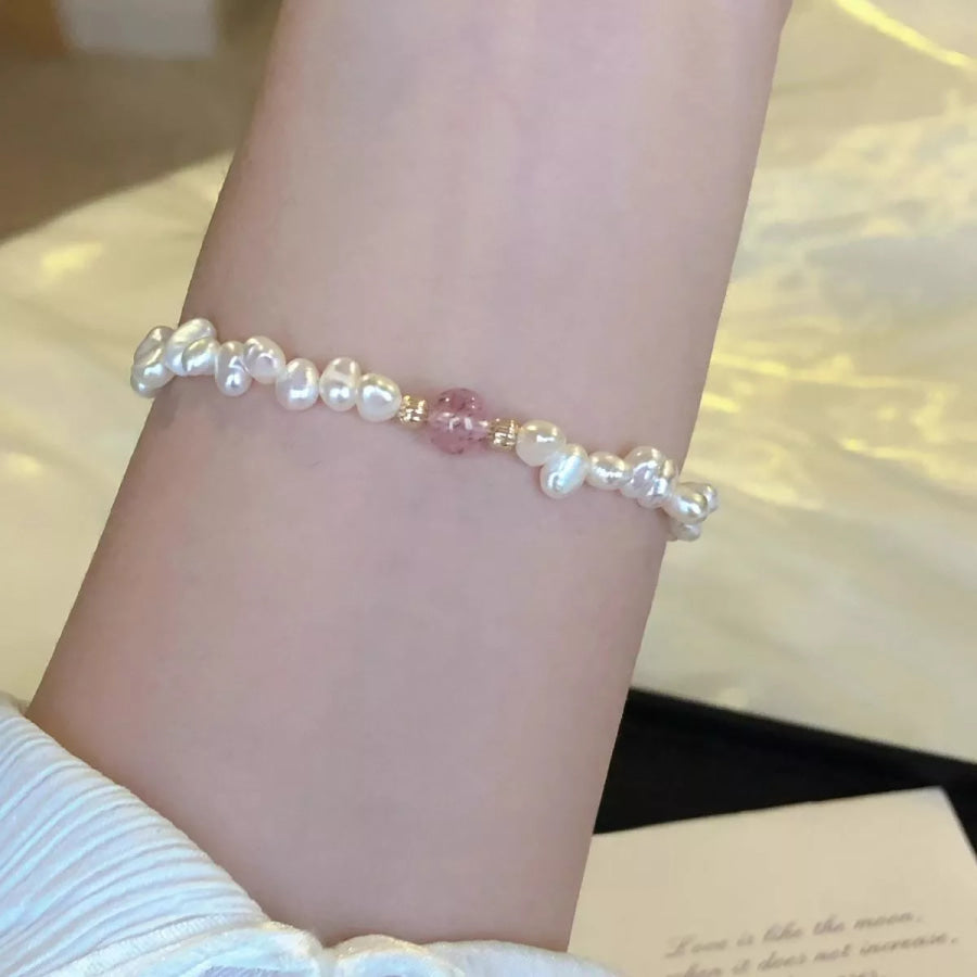 Pearl & Crystal Bracelet Blush Pink / One Size Apparel and Accessories