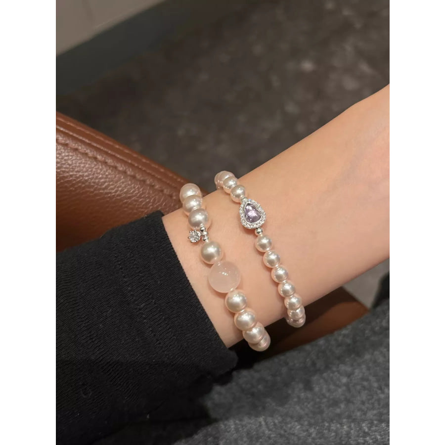 Pearl & Crystal Zircon Bracelet White / One Size Apparel and Accessories