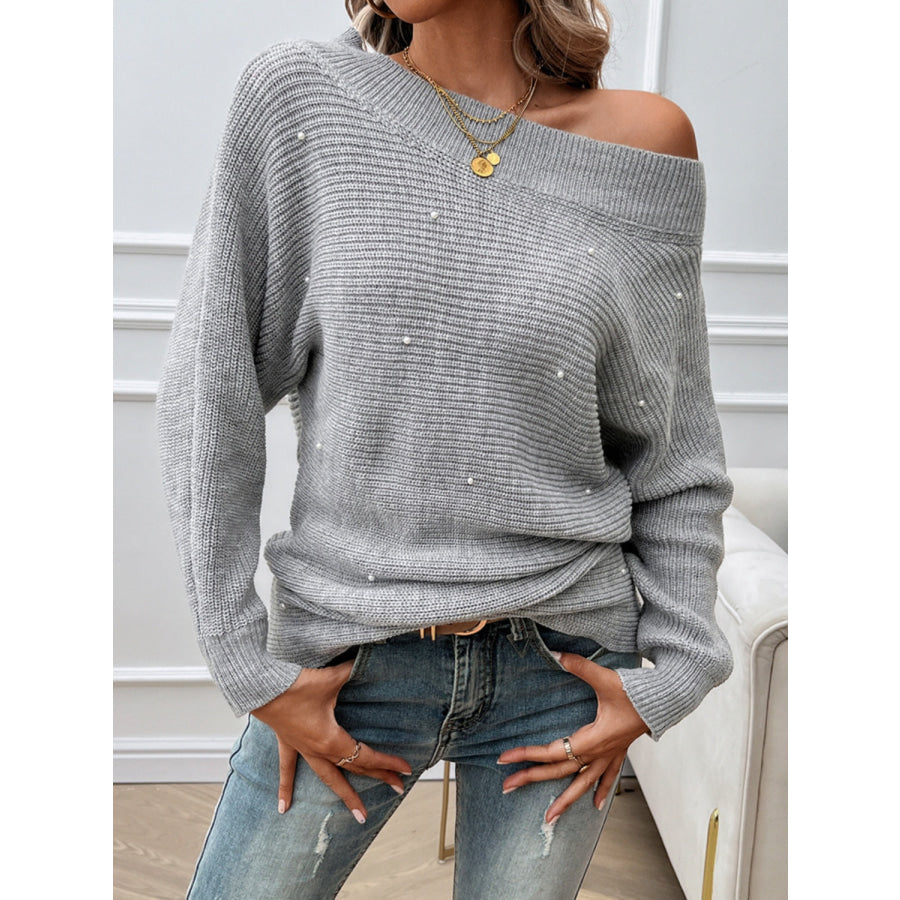 Pearl Detail Long Sleeve Sweater Apparel and Accessories