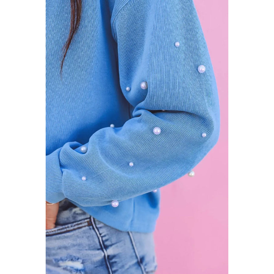 Pearl Detail Long Sleeve Sweatshirt Apparel and Accessories