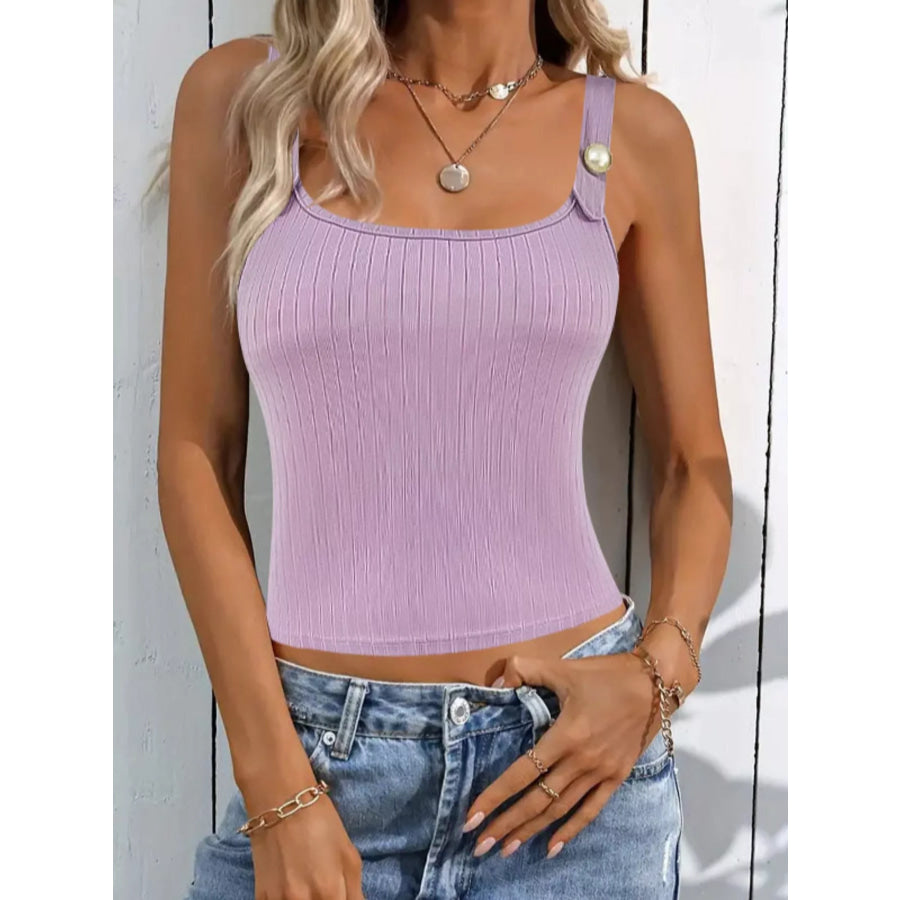 Pearl Detail Scoop Neck Tank Apparel and Accessories