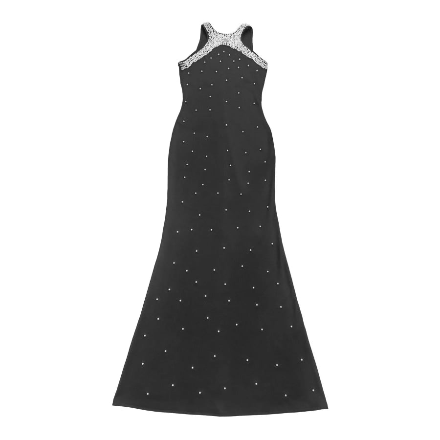 Pearl Detail Sleeveless Maxi Dress Apparel and Accessories