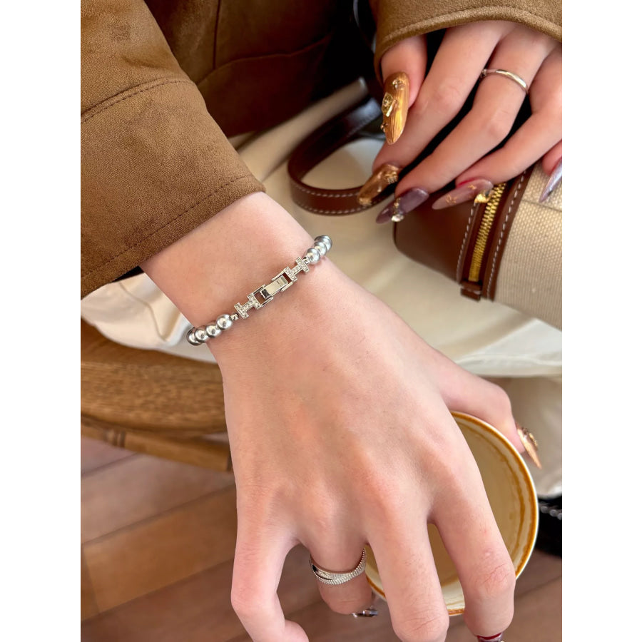 Pearl Double H Buckle Bracelet Silver / One Size Apparel and Accessories