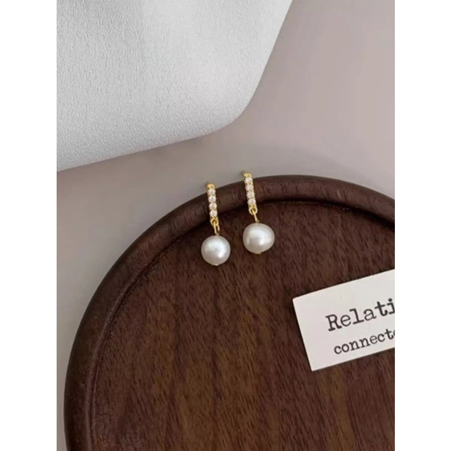 Pearl Drop Earrings Gold / One Size Apparel and Accessories