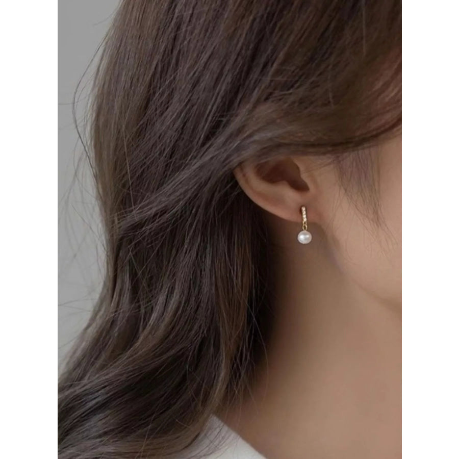 Pearl Drop Earrings Gold / One Size Apparel and Accessories