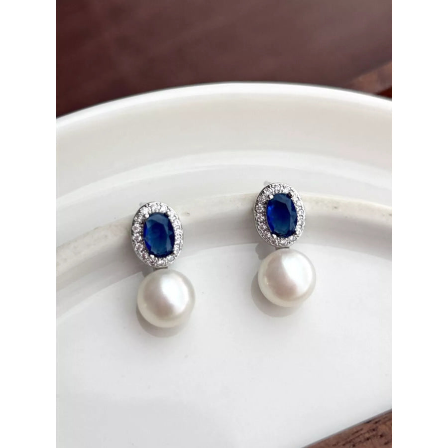 Pearl Drop Earrings Light Indigo / One Size Apparel and Accessories
