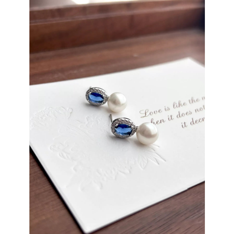 Pearl Drop Earrings Light Indigo / One Size Apparel and Accessories