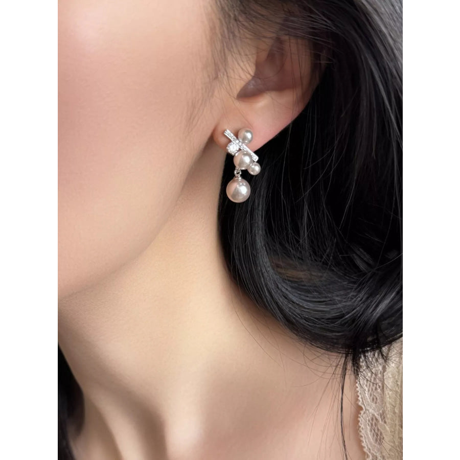 Pearl Drop Earrings Silver / One Size Apparel and Accessories