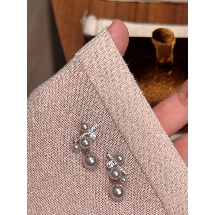 Pearl Drop Earrings Silver / One Size Apparel and Accessories