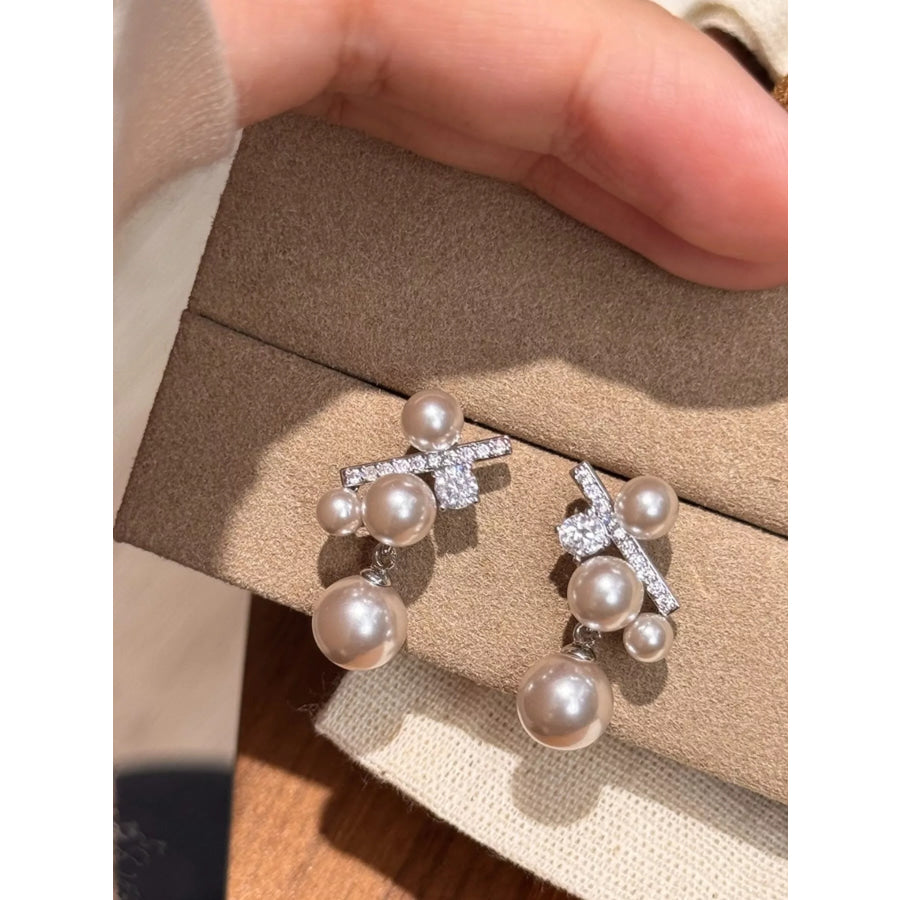 Pearl Drop Earrings Silver / One Size Apparel and Accessories