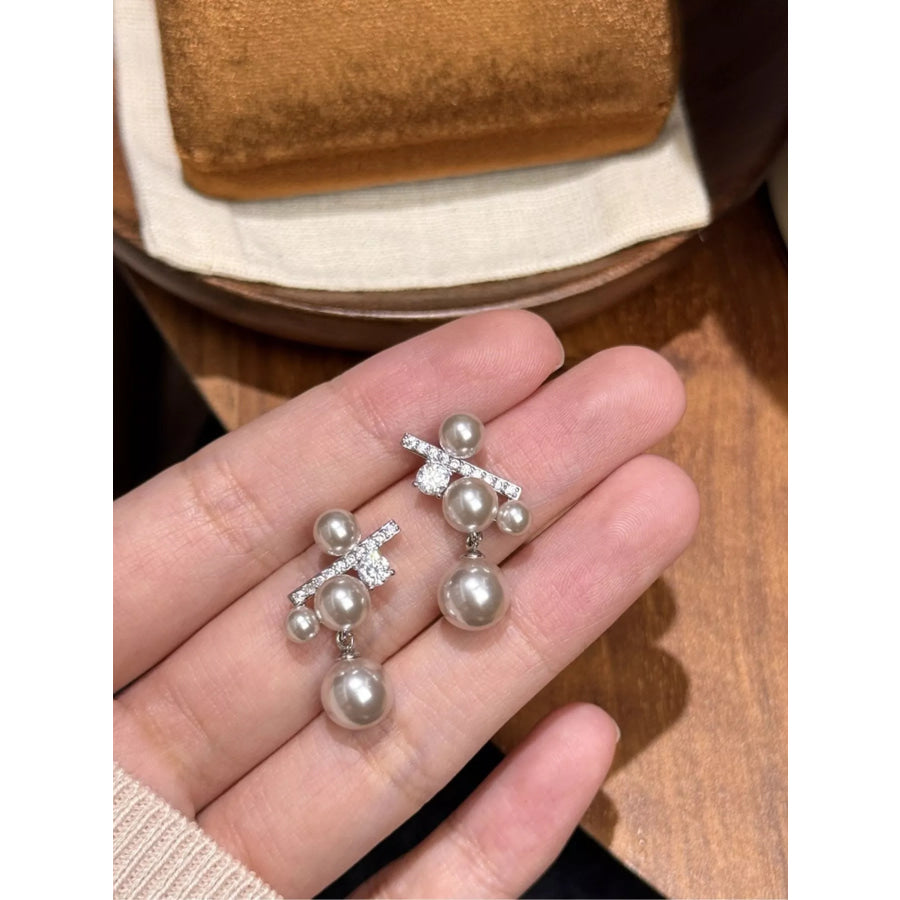 Pearl Drop Earrings Silver / One Size Apparel and Accessories