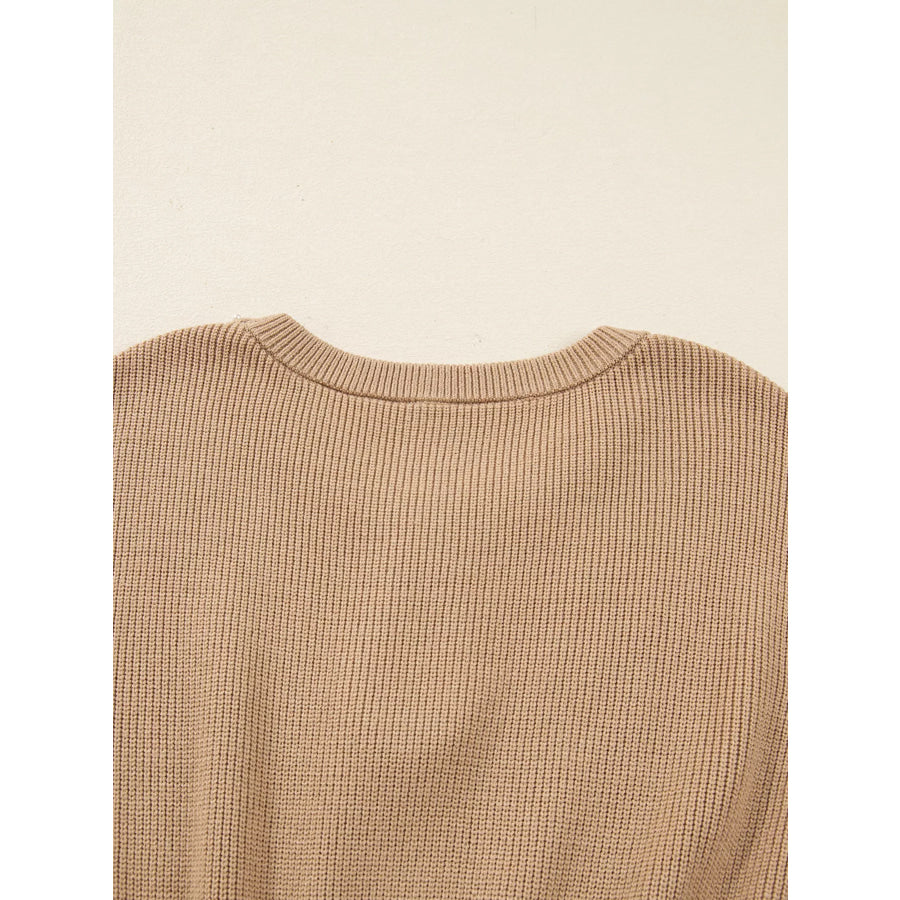 Pearl Embellished Keyhole Ribbed Sweater Dress Apparel and Accessories