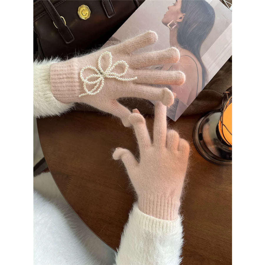 Pearl Embellished Knit Gloves Apparel and Accessories