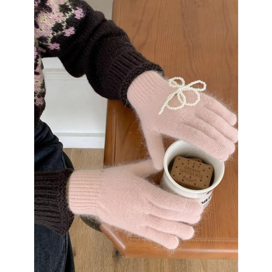 Pearl Embellished Knit Gloves Apparel and Accessories