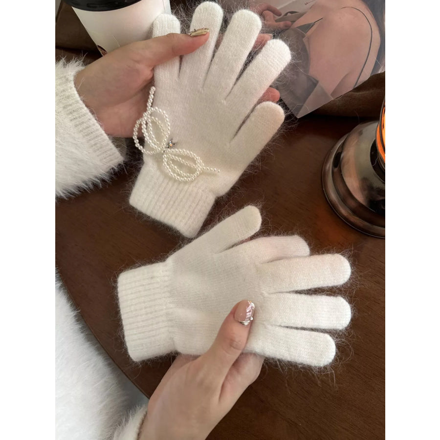 Pearl Embellished Knit Gloves Apparel and Accessories