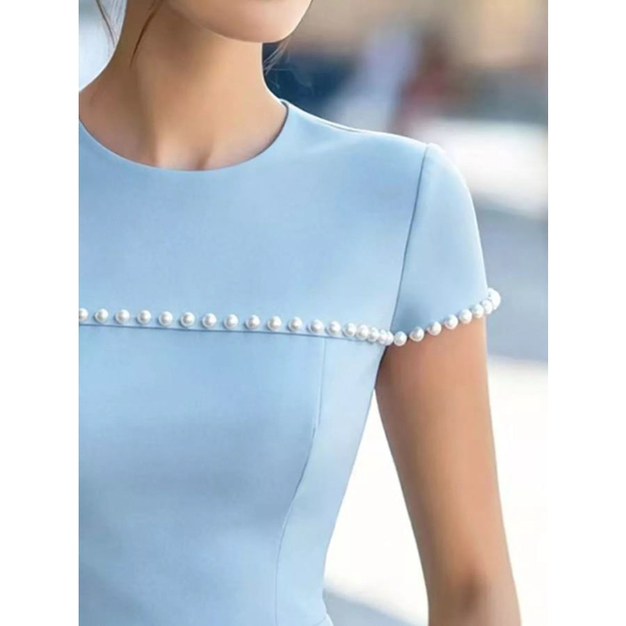 Pearl Embellished Peplum T-Shirt Apparel and Accessories