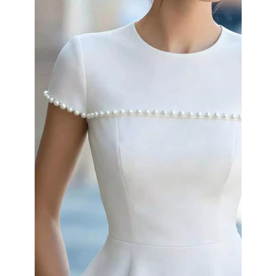 Pearl Embellished Peplum T-Shirt Apparel and Accessories