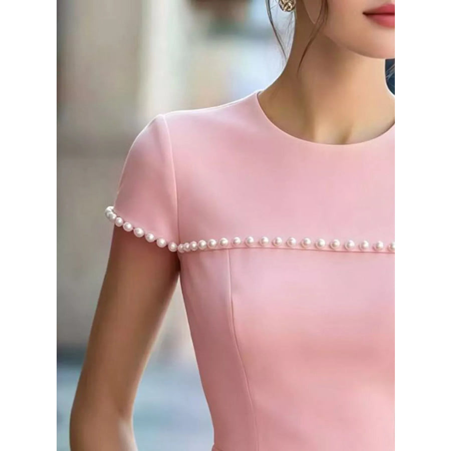 Pearl Embellished Peplum T-Shirt Apparel and Accessories