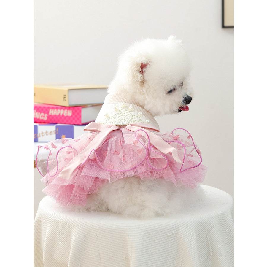 Pearl-Embellished Pet Dress Pink / XS Apparel and Accessories