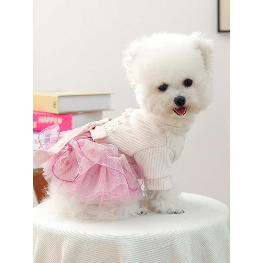 Pearl-Embellished Pet Dress Pink / XS Apparel and Accessories