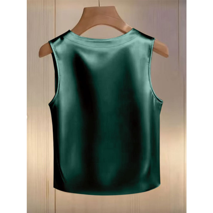 Pearl Embellished Satin Tank Top Apparel and Accessories