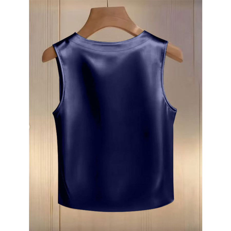 Pearl Embellished Satin Tank Top Apparel and Accessories
