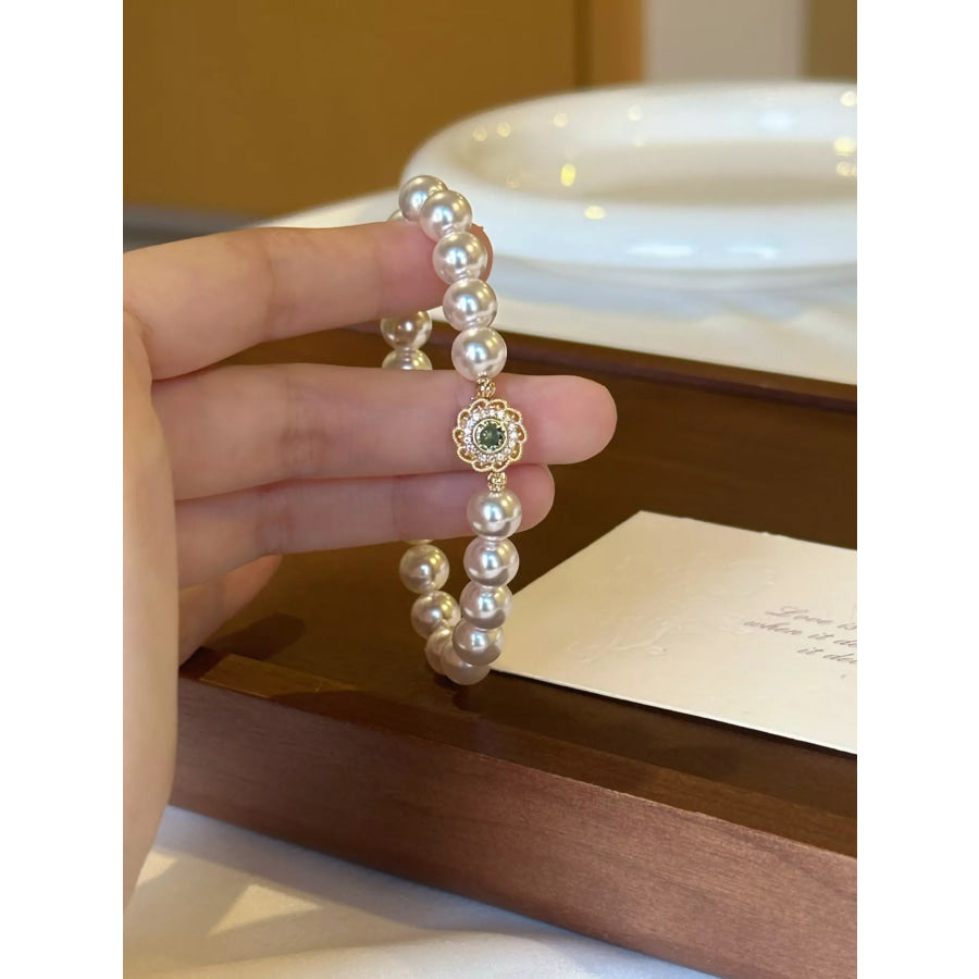 Pearl Flower Bracelet Gold / One Size Apparel and Accessories