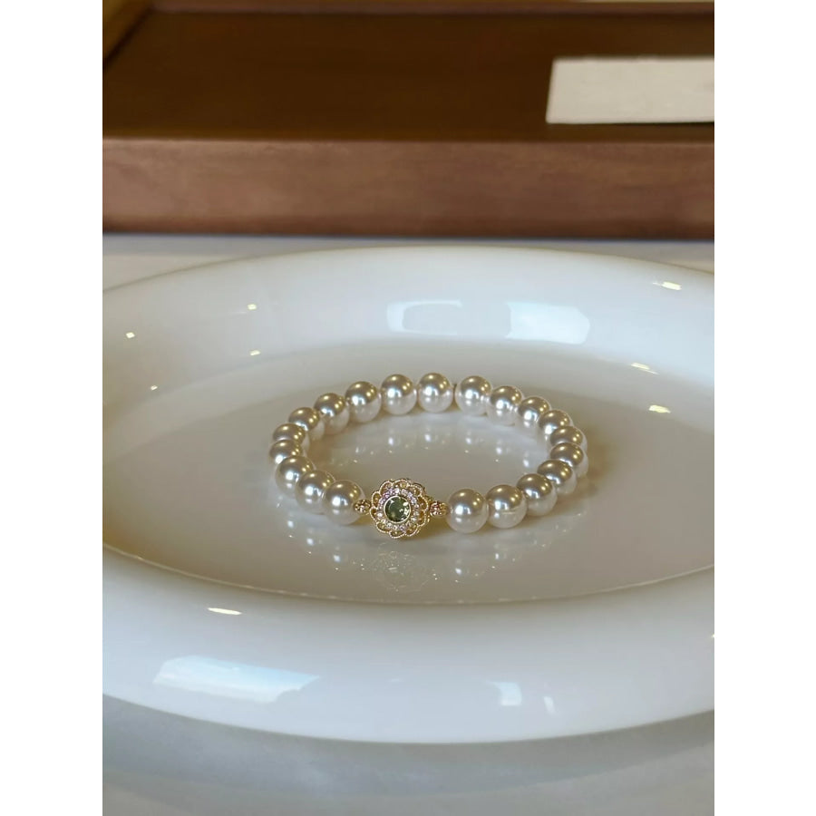 Pearl Flower Bracelet Gold / One Size Apparel and Accessories