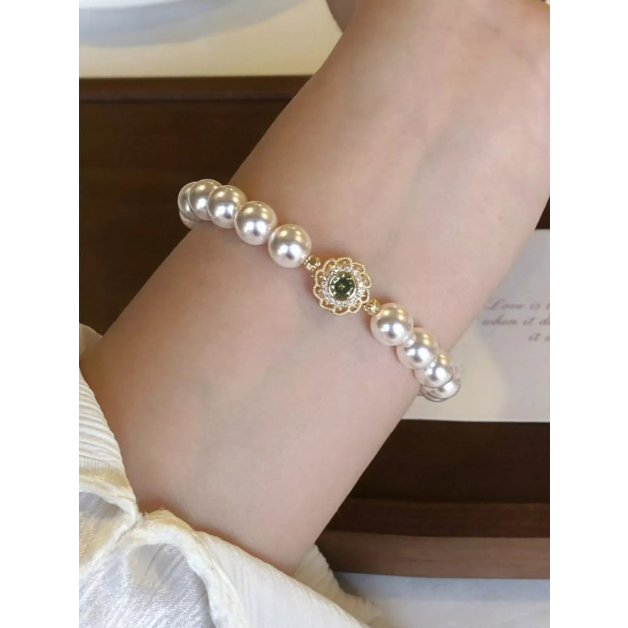 Pearl Flower Bracelet Gold / One Size Apparel and Accessories