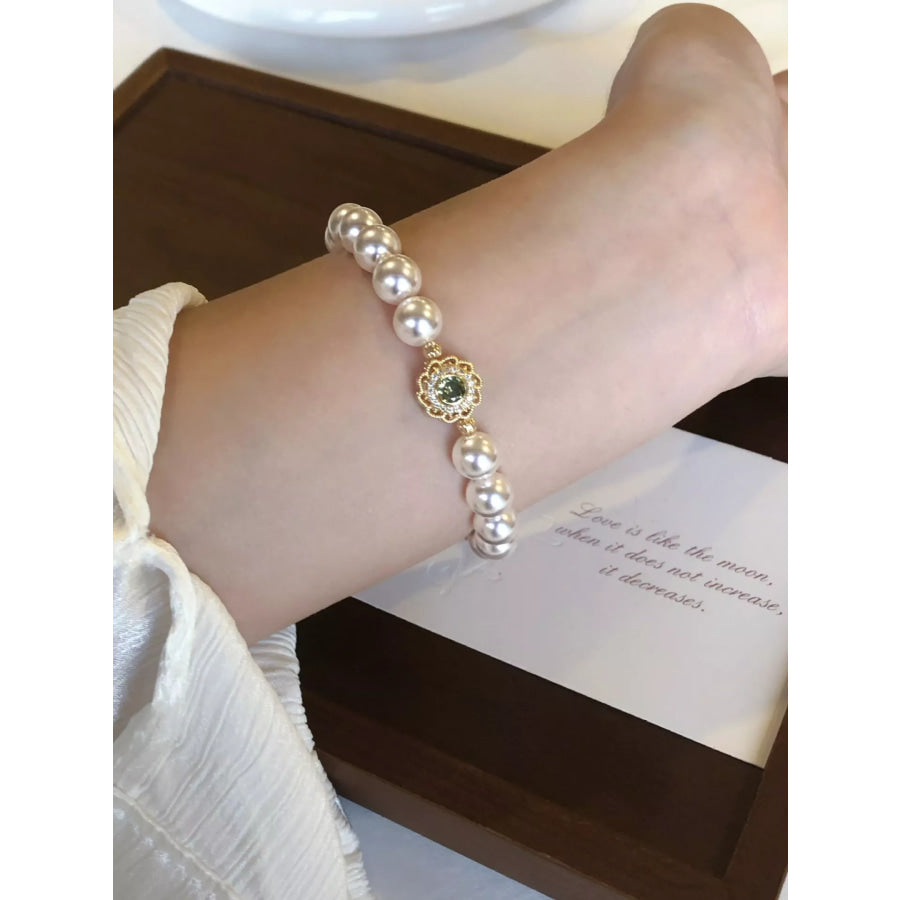 Pearl Flower Bracelet Gold / One Size Apparel and Accessories