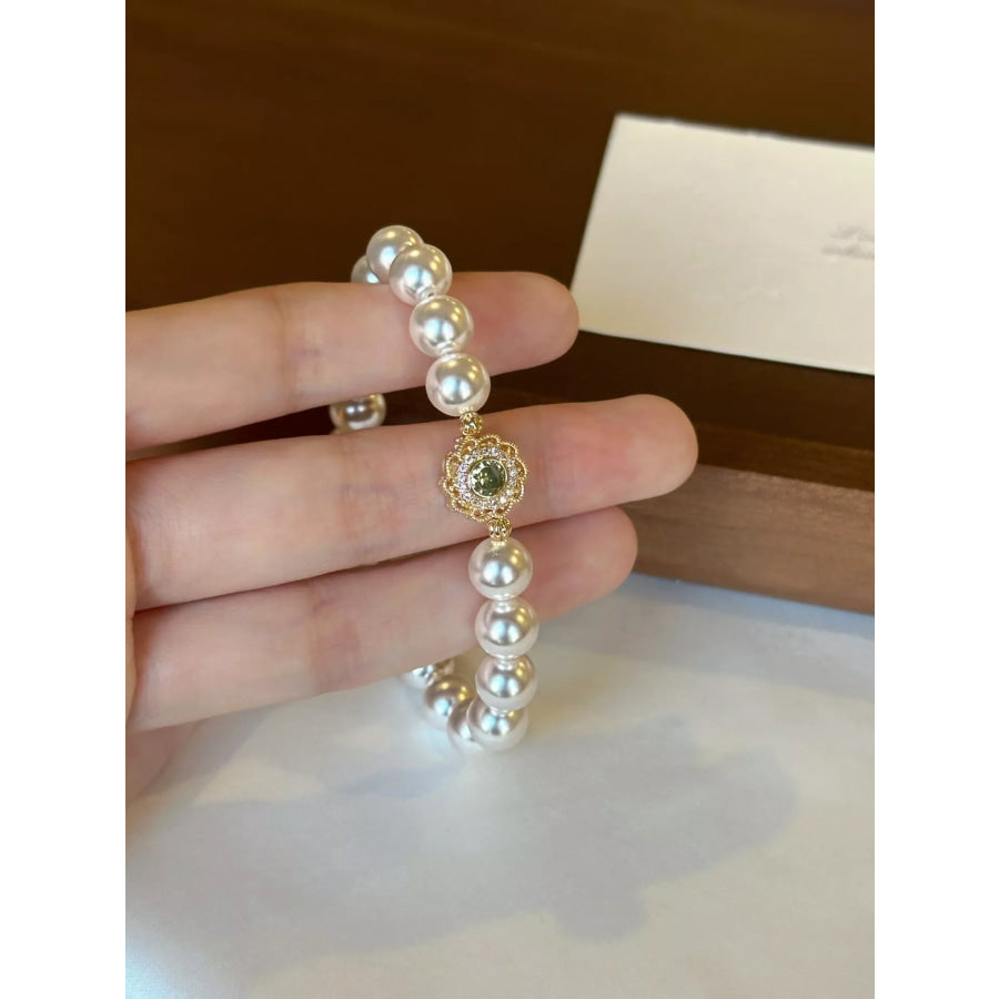 Pearl Flower Bracelet Gold / One Size Apparel and Accessories