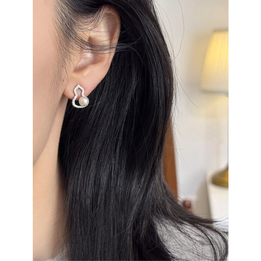 Pearl Gourd Stud Earrings Silver / One Size Apparel and Accessories
