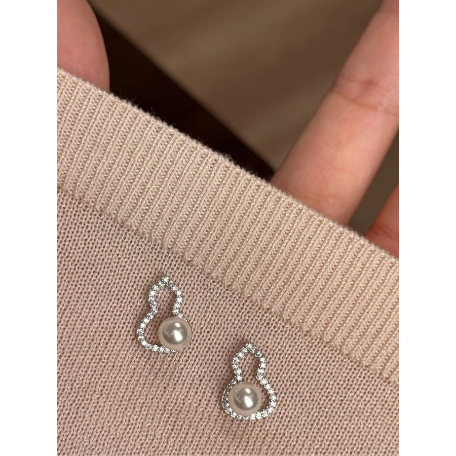 Pearl Gourd Stud Earrings Silver / One Size Apparel and Accessories