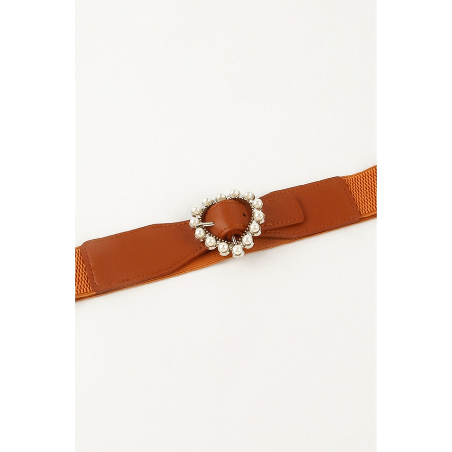 Pearl Heart Buckle Elastic Belt