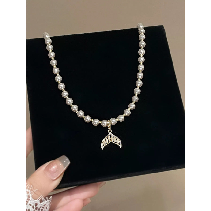 Pearl Mermaid Tail Pendant Necklace Silver / One Size Apparel and Accessories