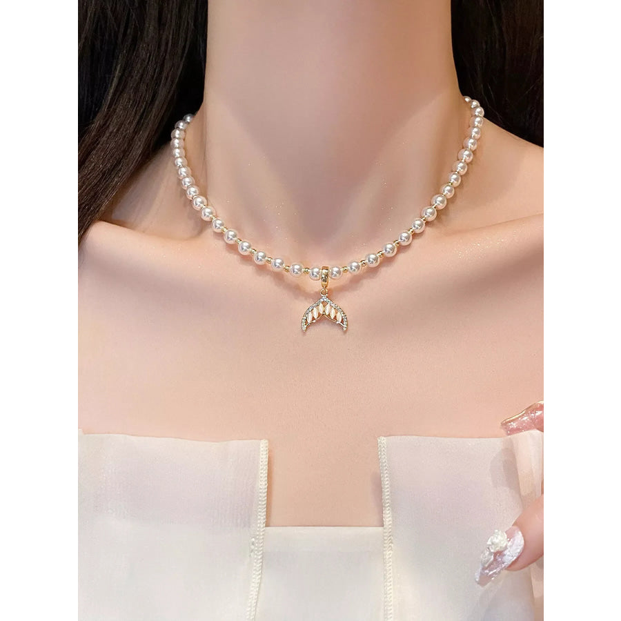 Pearl Mermaid Tail Pendant Necklace Silver / One Size Apparel and Accessories